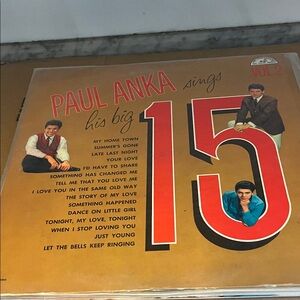 Paul Anka 'His Big 15' Vinyl Record Album - Gold and Red Cover